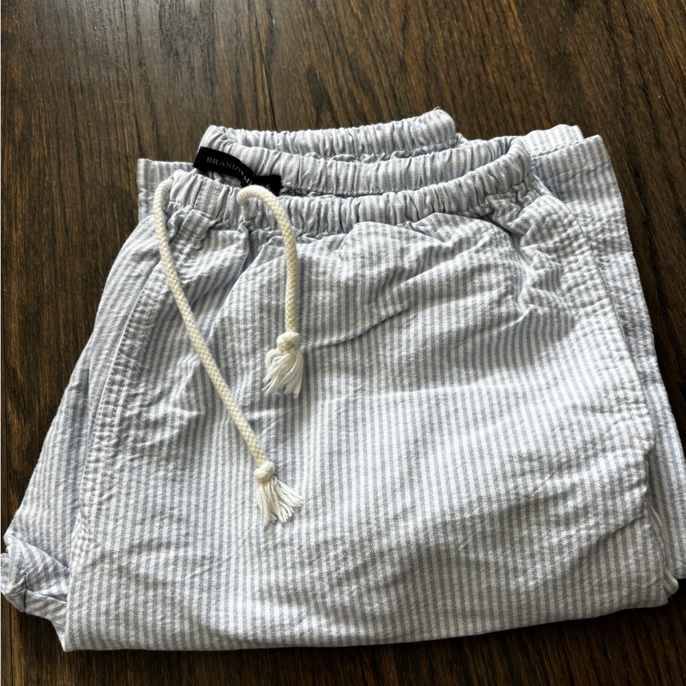Brandy Melville Blue Striped Drawstring Pants